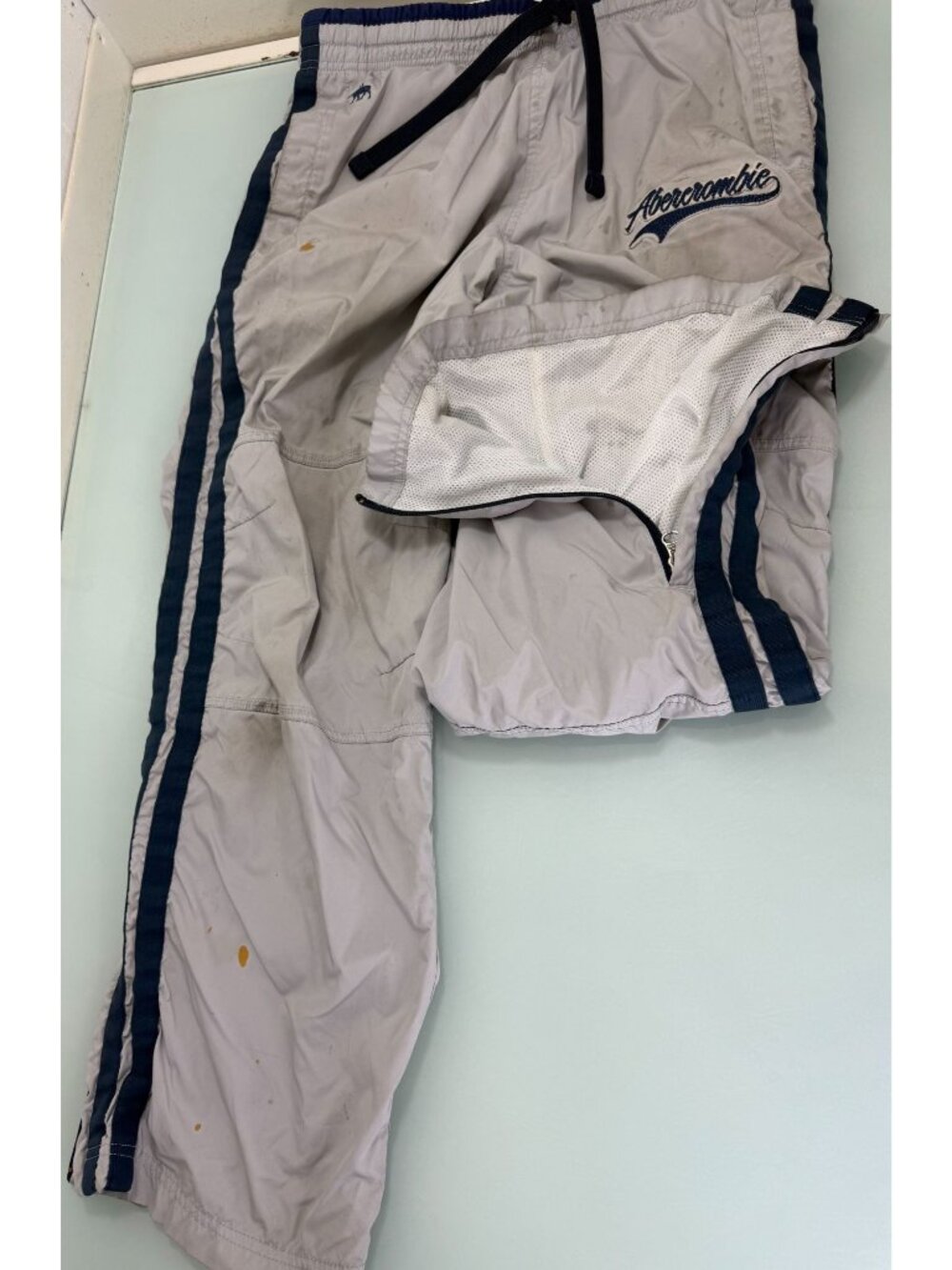 Vintage Abercrombie & Fitch Men's Small S Track Pants Distressed Destroyed Y2K